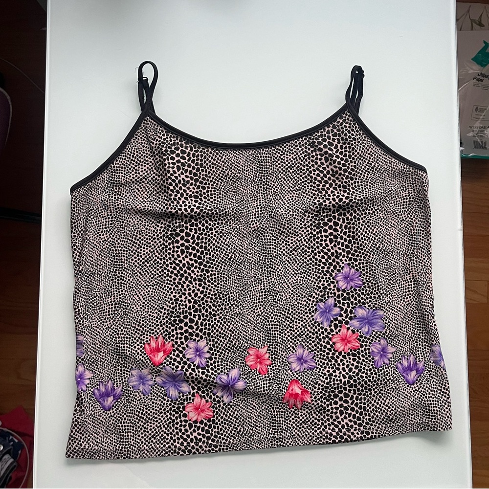 Saks Fifth Avenue Animal Print Camisole with Floral Accents